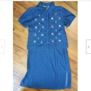 Vintage denim jumper dress 2 pc Jewel Queen